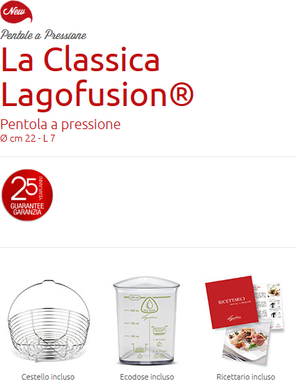 Lagostina Pentola a Pressione litri 5 diametro 22 Lagofusion – Rigotti  Arrotino
