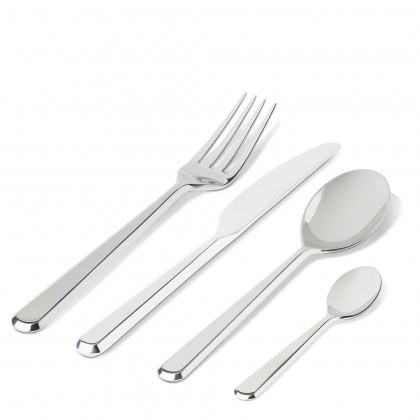 (image for) ALESSI – “AMICI” Servizio di posate 24 pezzi in acciaio composto da 6 cucchiai da tavola, 6 forchette da tavola, 6 coltelli da tavola, 6 cucchiaini da caffè in acciaio 