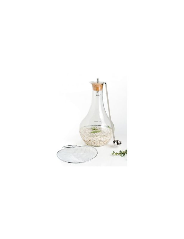 (image for) BRANDANI – Fagioliera 2 litri in vetro con frangifiamma e mestolo in acciaio inox, set 4 pezzi