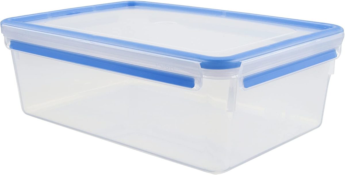 0.55 litri Clip & Chiudi trasparente / blu Emsa 508538 rettangolare contenitore di alimento con coperchio 