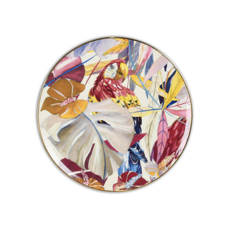 BACI MILANO - SAVANA Piatto per torta in porcellana multicolore con filo  d'oro, ø 31 cm - Idea Casa Più