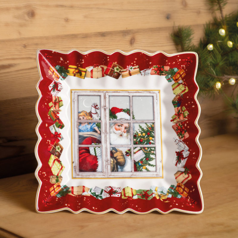 VILLEROY & BOCH - TOY'S FANTASY Ciotola rettangolare con Babbo Natale,  23,5 x 23,5 x 3,5 cm - Idea Casa Più