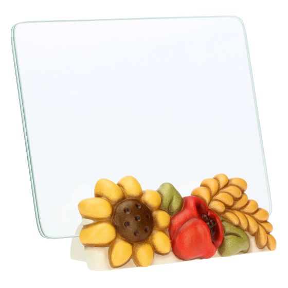 (image for) THUN – “FIORI E FANTASIA” Portafoto in vetro con girasole e papavero (formato foto 13 x 18 cm)