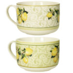 BRANDANI - "I LIMONI" Tazza da colazione, in porcellana New Bone China, disponibile in 2 decori