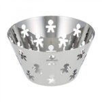 ALESSI - "GIROTONDO" Cestino rotondo con bordo traforato in acciaio, disponibile in 3 misure - 23 cm