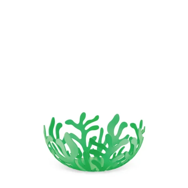 ALESSI - "MEDITERRANEO" Fruttiera in acciaio, intagliata, *21 cm*, *25 cm*, *29 cm* - 21 cm, Verde