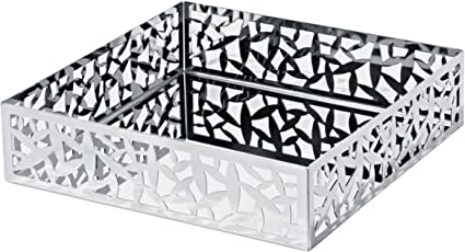 ALESSI - "CACTUS!" Porta tovaglioli con bordo traforato in acciaio inox 18/10, *21 cm*, color *Inox*