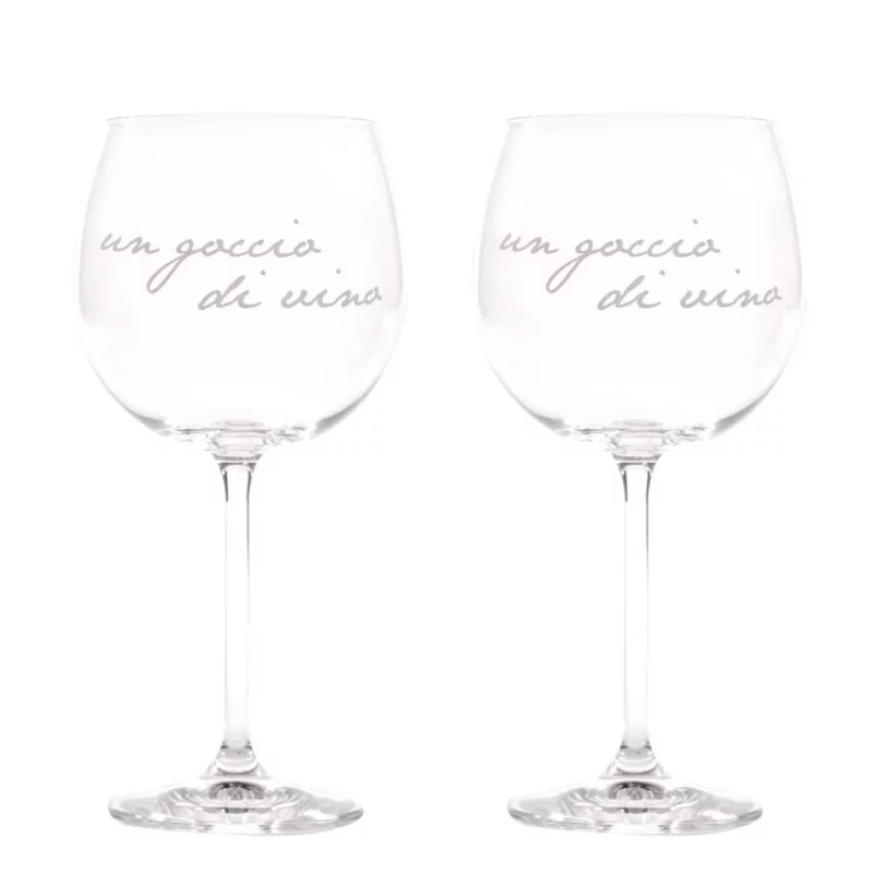 SIMPLE DAY - "UN GOCCIO DI VINO" Set 2 calici per vino in vetro cristallino senza piombo - immagine 1