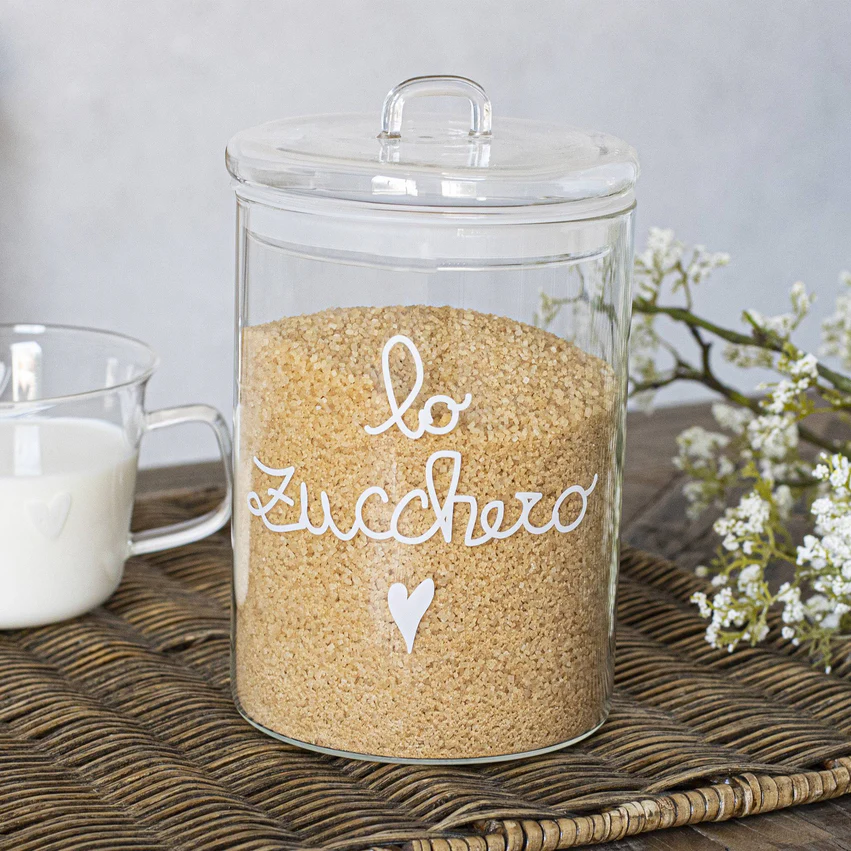 SIMPLE DAY -  "LO ZUCCHERO" Barattolo in vetro bianco ø12 - immagine 1
