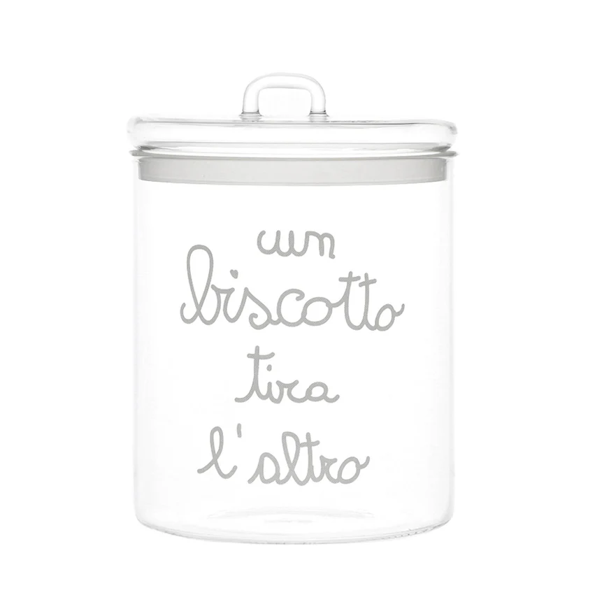 SIMPLE DAY - "UN BISCOTTO TIRA L'ALTRO" Barattolo in vetro 15 cm - immagine 2
