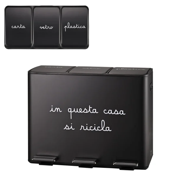SIMPLE DAY - "IN QUESTA CASA SI RICICLA" - Pattumiera nera