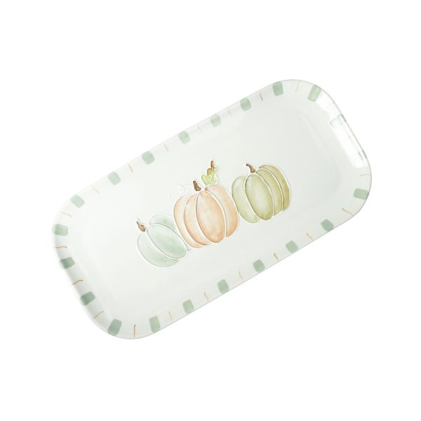 BRANDANI - "LE ZUCCHE" Vassoio rettangolare in stoneware con decoro autunnale
