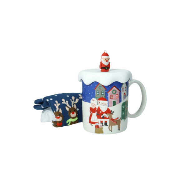 Mug con tappo a Babbo Natale + calzini