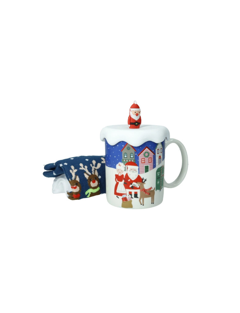 Mug con tappo a Babbo Natale + calzini