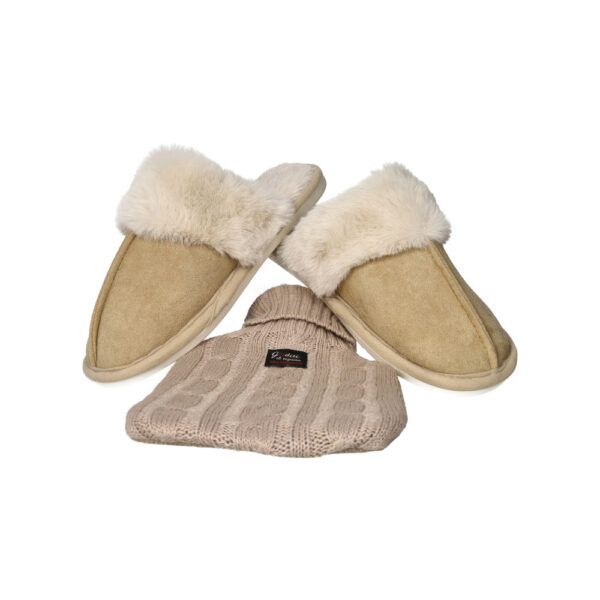 BRANDANI - Set 3 pezzi Comfort kit pantofole e borsa acqua calda con cover
