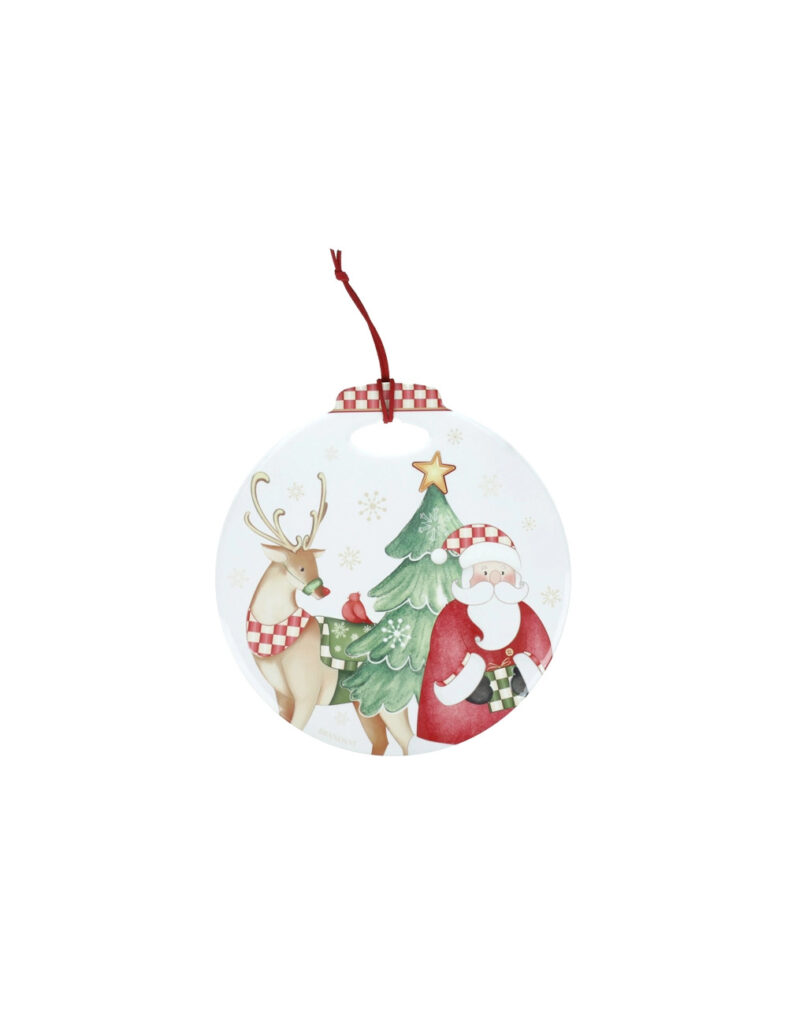 Decorazione tonda in ceramica e sughero bianca"Racconti"