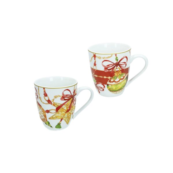 BRANDANI - "GIOCO DI LUCI" Set 2 mug in porcellana, con decori natalizi