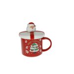 Mug con tappo rosso + cucchiaino Babbo Natale