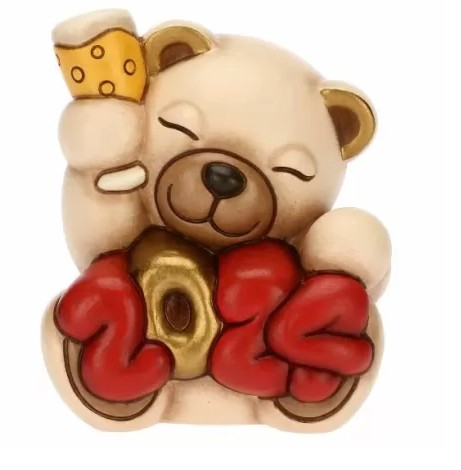 THUN - Teddy buon anno 2024 con calice, Rosso