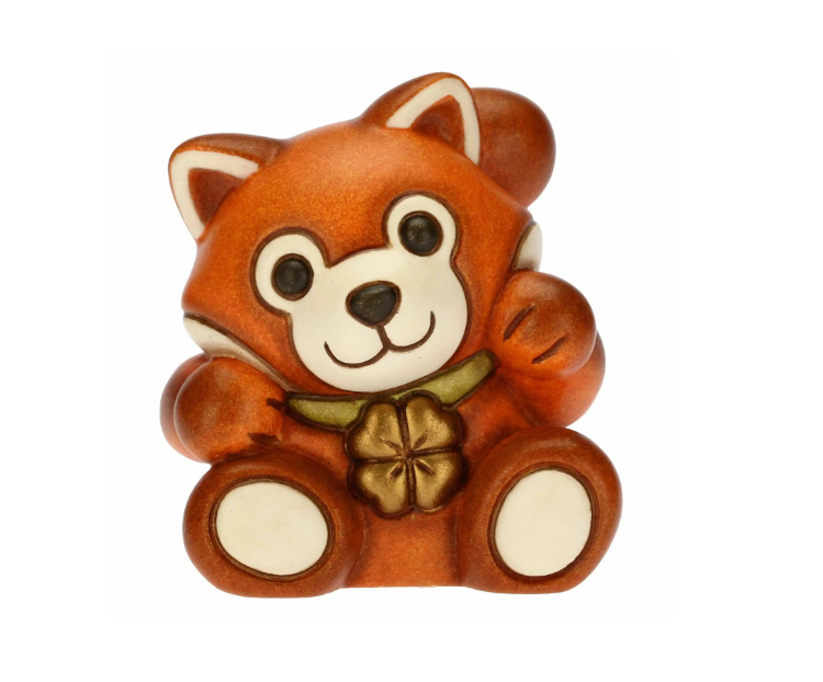 THUN - Mini animale Panda rosso con quadrifoglio