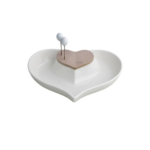 "LOVE" Antipastiera in porcellana bianca e bamboo con 2 fori
