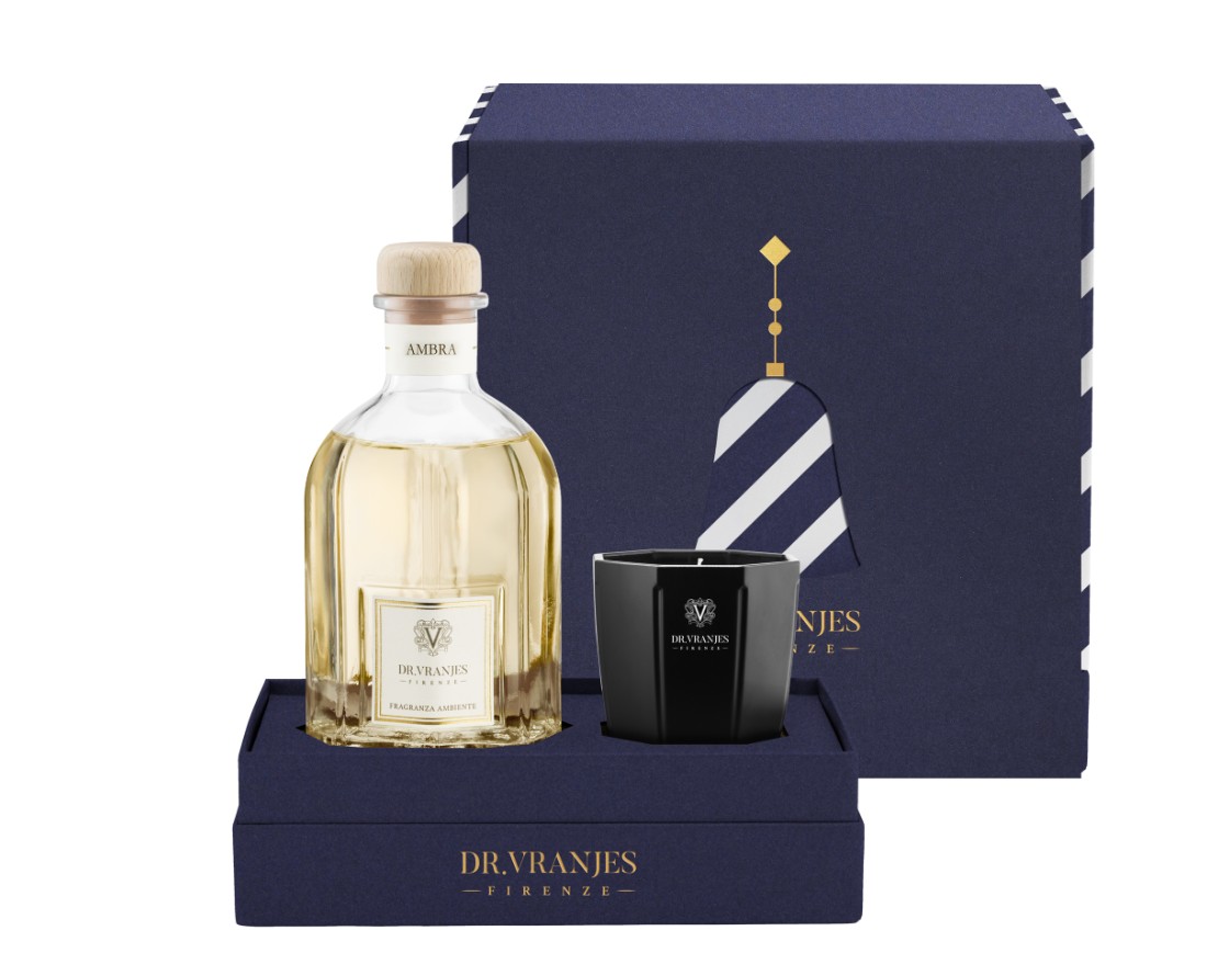 GFT0X12BHBUE1 250 ml ambra (3) Gift Box "Ambra" 250 ml + candela dr. Vranjes