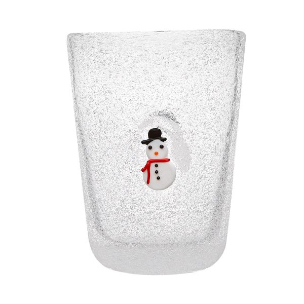 Bicchiere acqua in vetro soffiato Pupazzo di Neve - "XMAS GLASS"