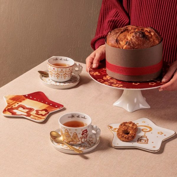 THUN - Set 2 piattini dessert a forma di stella in porcellana Thunland