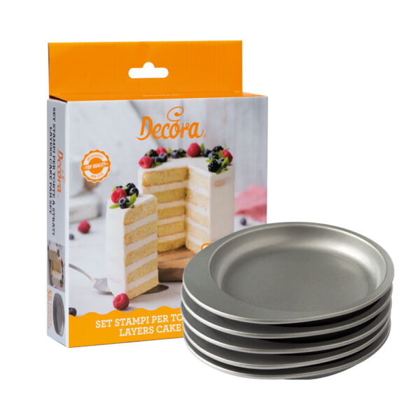 Set 5 stampi tondi ø15xh3,5 per torte a strati di Decora