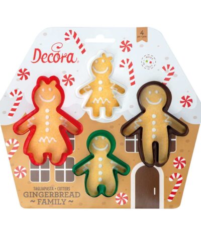 Set 4 tagliapasta Gingerbread Family di Decora