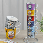 Set 6 Tazzine Caffè impilabili The Addams Family con Metalrack di EGAN