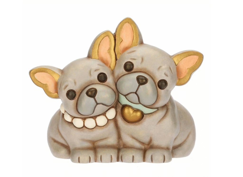 THUN -Coppia cani bulldog francese in ceramica medio