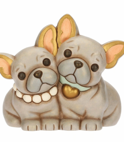 THUN -Coppia cani bulldog francese in ceramica medio