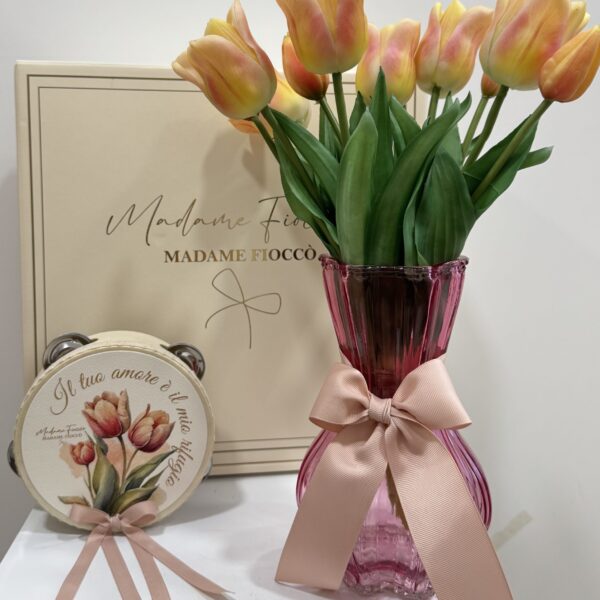 Primavera box tulipano pesca di Madame fioccò