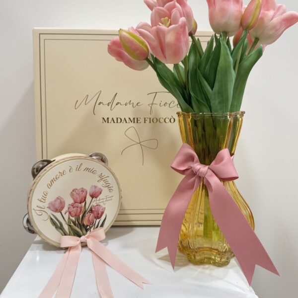 Primavera box tulipano rosa di Madame fioccò