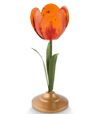Portacandele in metallo Tulipano Arancione 21cm
