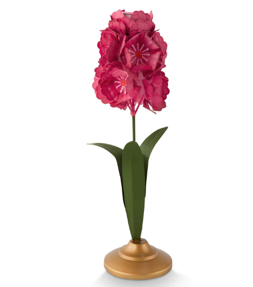 Portacandele in metallo a forma di fiore rosa 31,5 cm