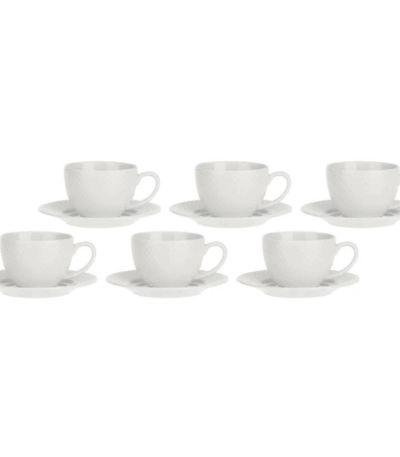 Set 6 tazzine per espresso con piattino, Richiamo La porcellana bianca