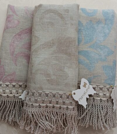 Runner simil lino con frange 80x35 Fiore di Lena