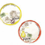 Set 2 piatti pizza Acqua e Farina, rosso e giallo