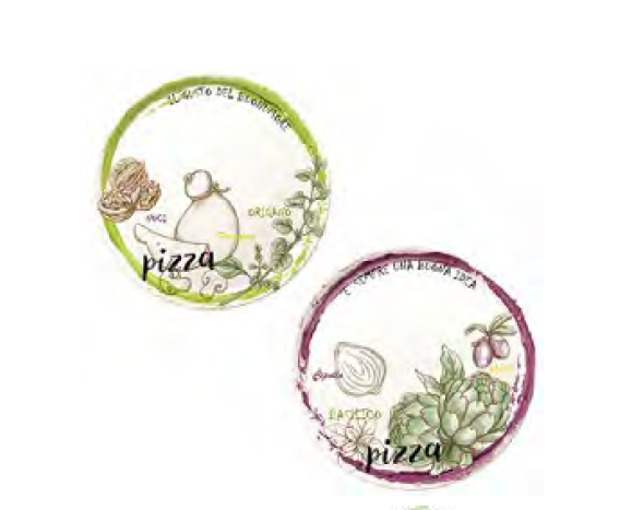 Set 2 piatti pizza Acqua e Farina, verde e viola Set 2 piatti pizza Acqua e Farina, verde e viola