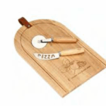 Set tagliere in legno e 2 taglia pizza Acqua e Farina