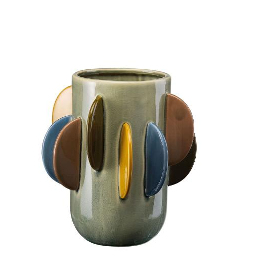 Vaso Basso con pietre L'oca Nera