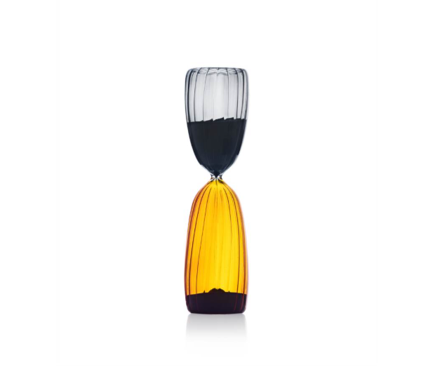 Clessidra Ichendorf Smoke/ambra sabbia nera 15 minuti in vetro soffiato: elegante e minimal, perfetta per lavoro, studio e momenti di concentrazione ⏳🖤🧡
