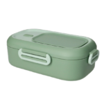 Lunch box con doppio comparto e posate verde salvia inox e silicone Brandani