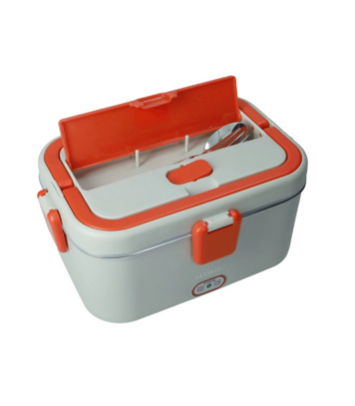 Lunch box termica grigia/rossa con posate e borsa contenitore inox e plastica