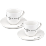 Set 2 tazzine con piattino gli onesti la porcellana bianca