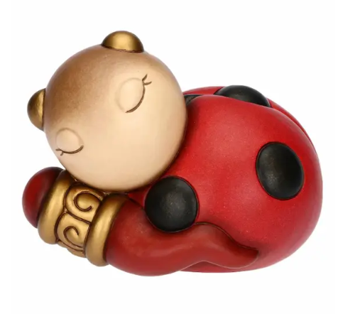 THUN - Coccinella Ella con cornetto portafortuna in ceramica grande