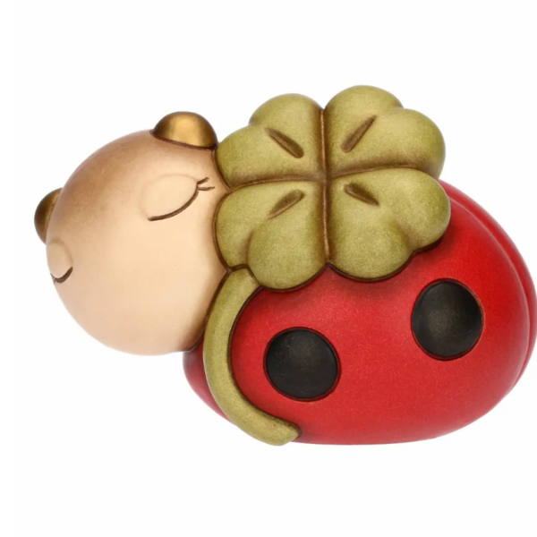 THUN - Coccinella Ella con quadrifoglio portafortuna in ceramica, media