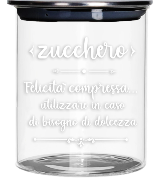 Barattolo zucchero in vetro con tappo in metallo